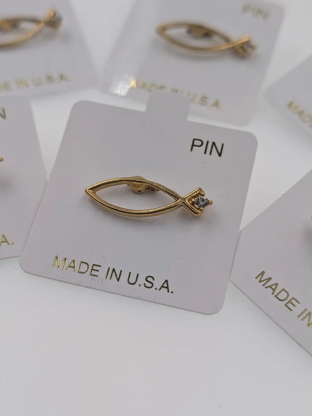 6pk Vintage NOS Gold Ichthus Jesus Fish Lapel Pins Christian Witness 0420
